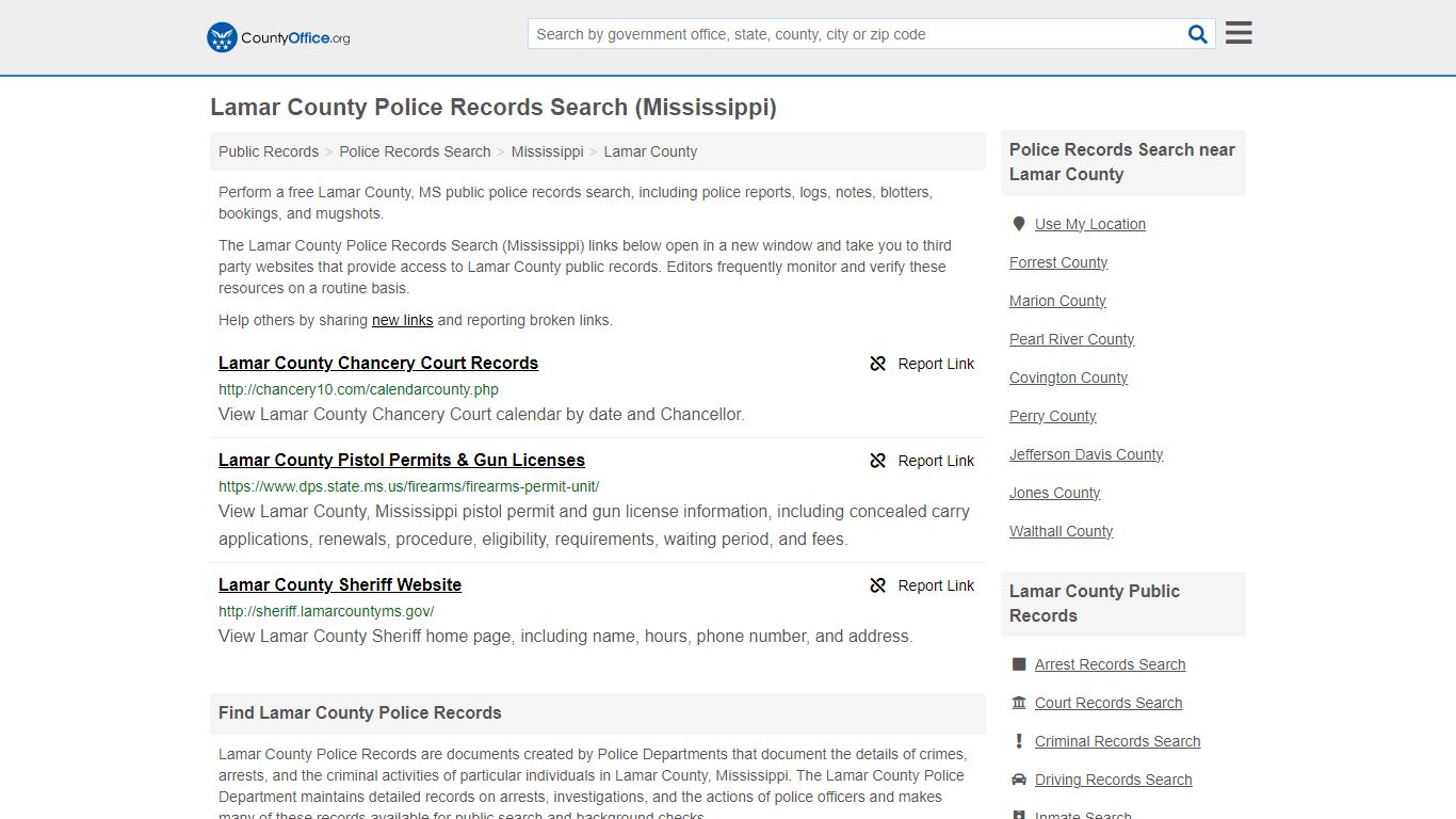 Police Records Search - Lamar County, MS (Accidents & Arrest Records)